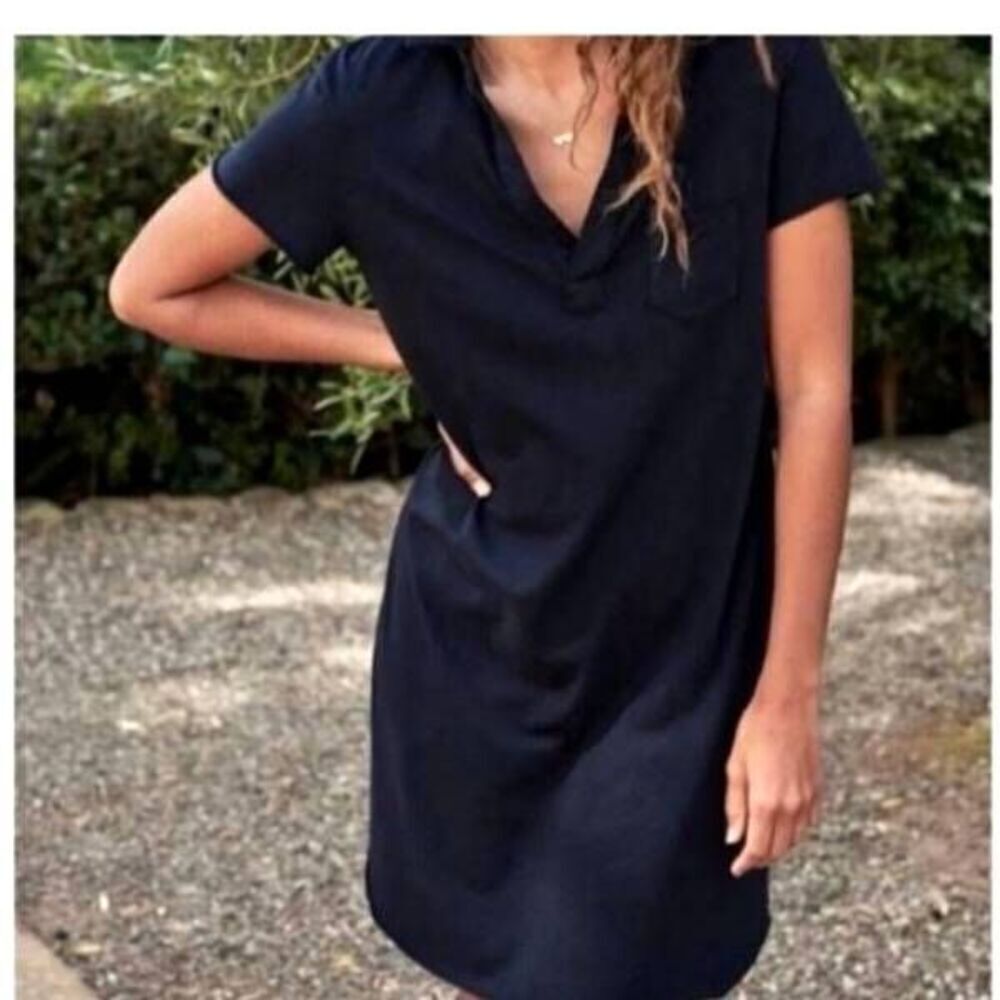 Frank & Eileen Lauren Polo Dress BLACK Heritage Jersey Sz XS